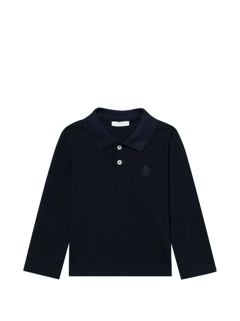 Roberto Cavalli Junior logo-embroidered long-sleeved polo shirt Blauw