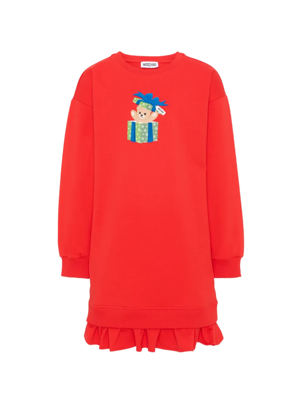 Moschino Kids Teddy Bear ruffled dress Rood