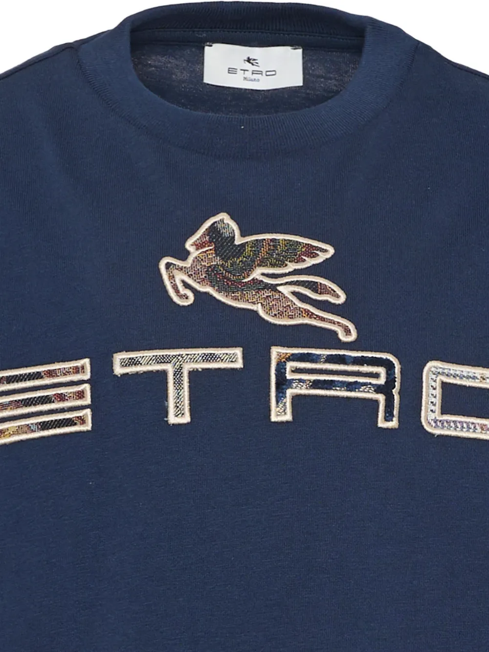 ETRO KIDS Pegasus logo-patch T-shirt Blauw
