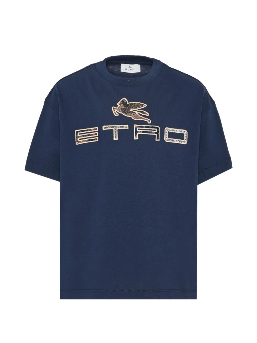ETRO KIDS Pegasus logo-patch T-shirt Blauw