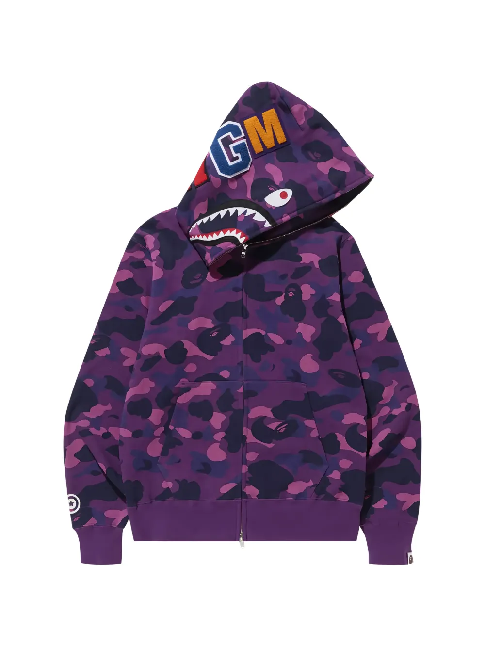 A BATHING APE Shark camo-pattern hoodie Paars