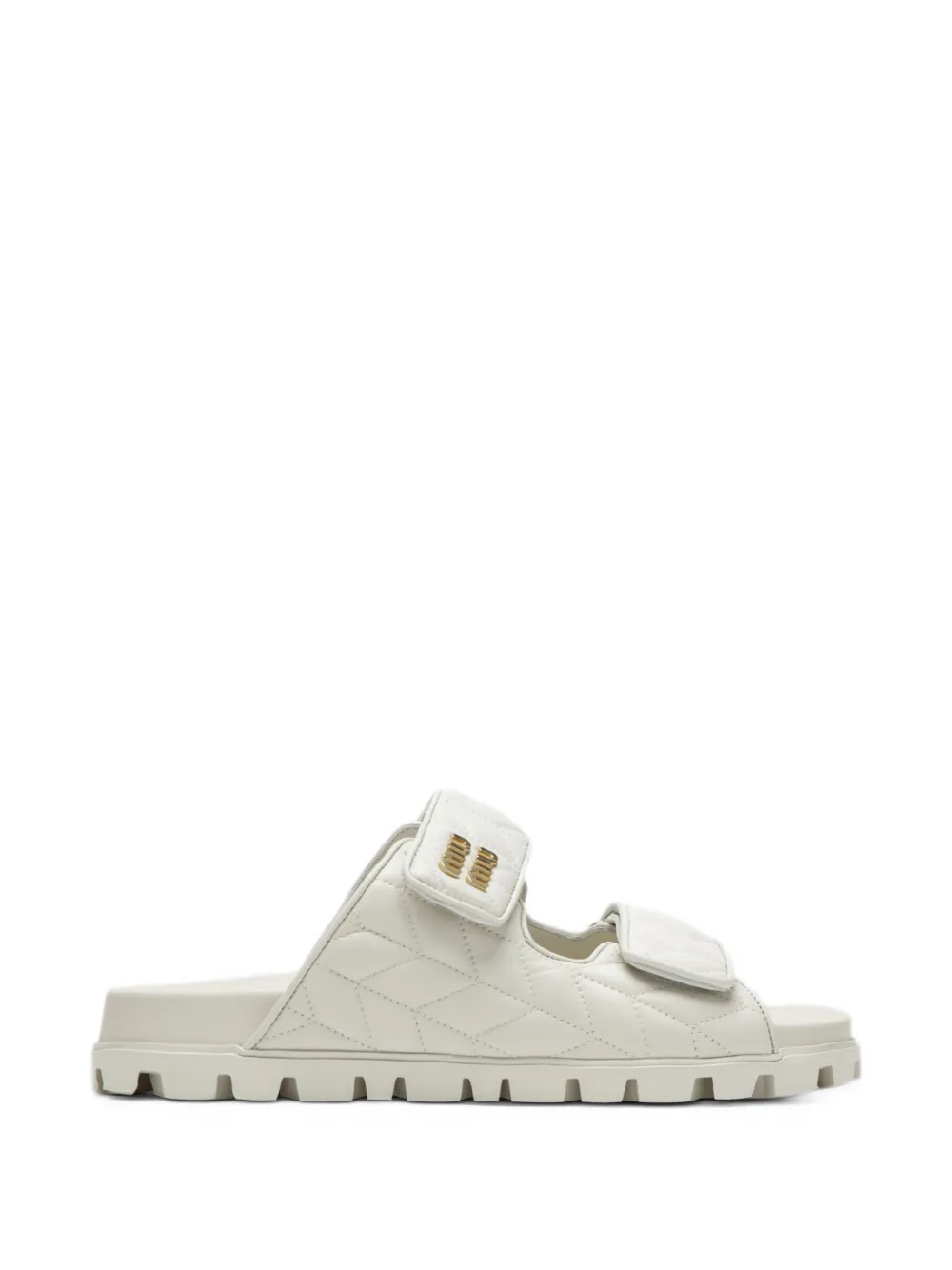 Miu Miu Matelassé nappa leather slides - Toni neutri