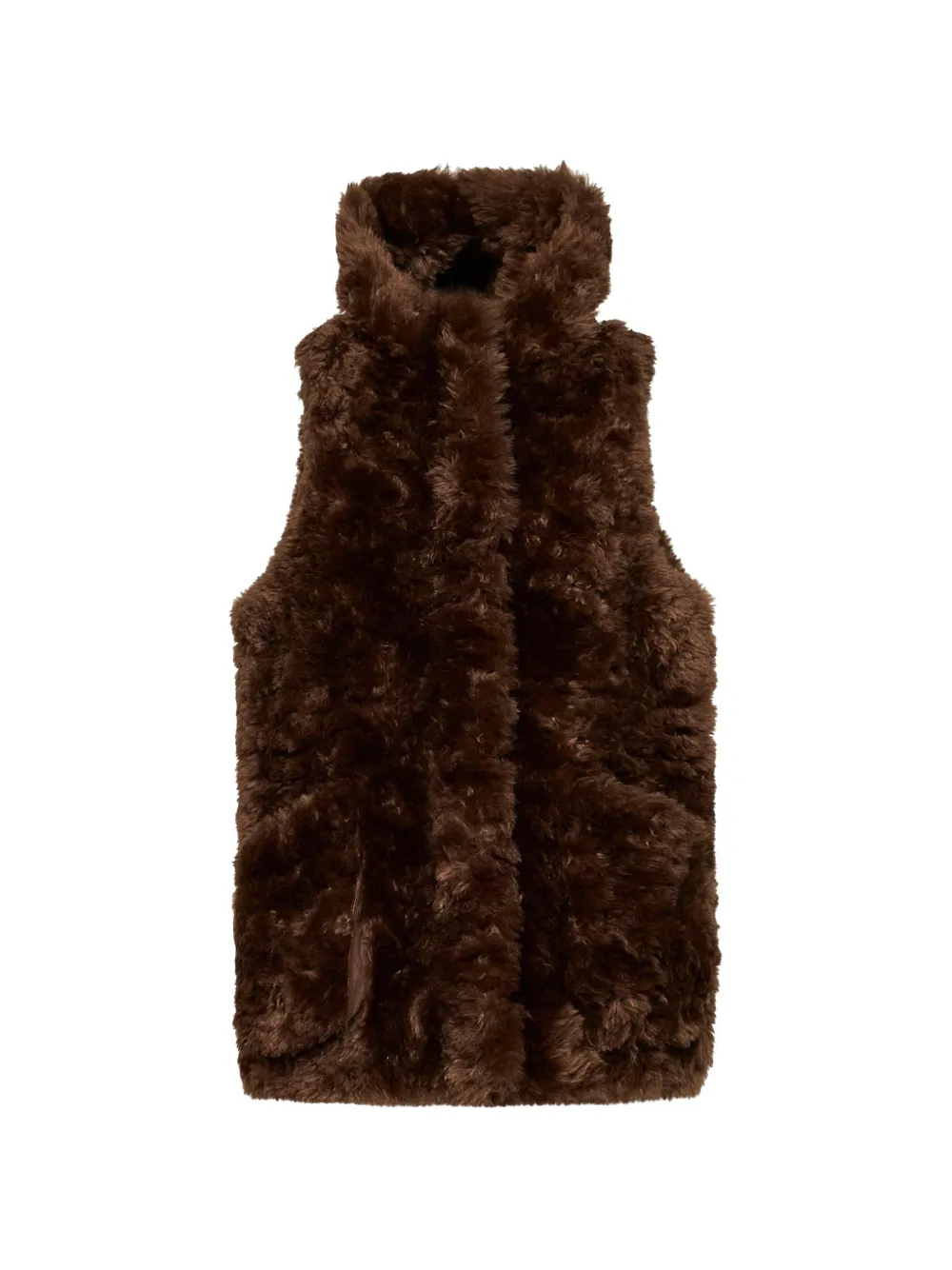 VEGANCODE Gilet con cappuccio in pelliccia sintetica - Marrone