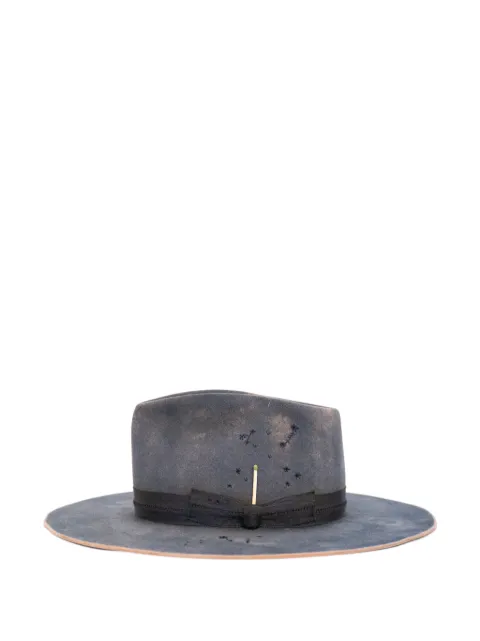 Nick Fouquet distressed-effect grosgrain-trim hat