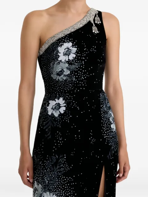 Saloni Justine B one-shoulder velvet maxi dress