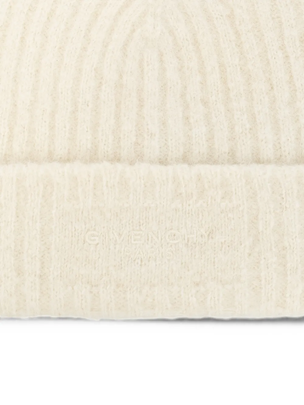 Givenchy logo-embroidered ribbed-knit beanie hat Beige