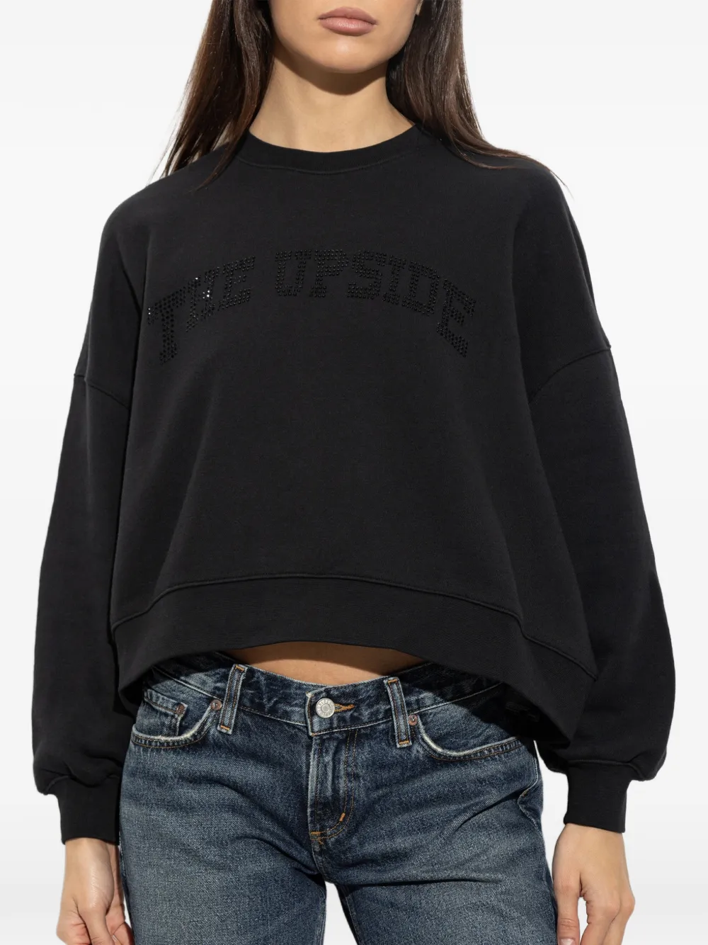 The Upside Paloma crystal-embellished sweatshirt Zwart