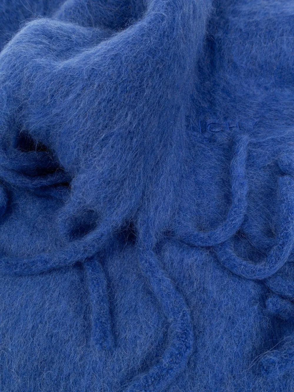 Givenchy logo-embroidered fringed scarf Blauw