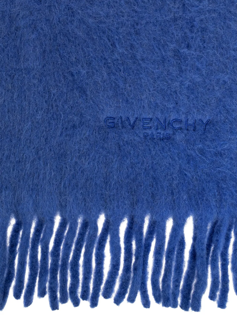 Givenchy logo-embroidered fringed scarf Blauw