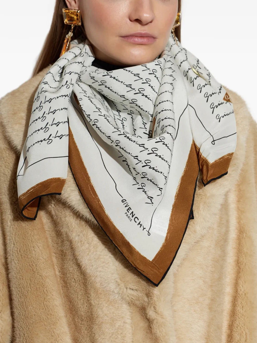 Givenchy logo-print silk scarf Wit