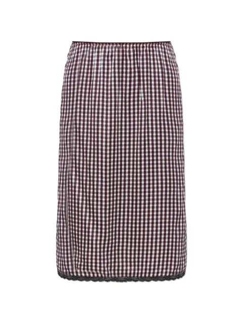 MUNTHE Catosha gingham lace-trim midi skirt