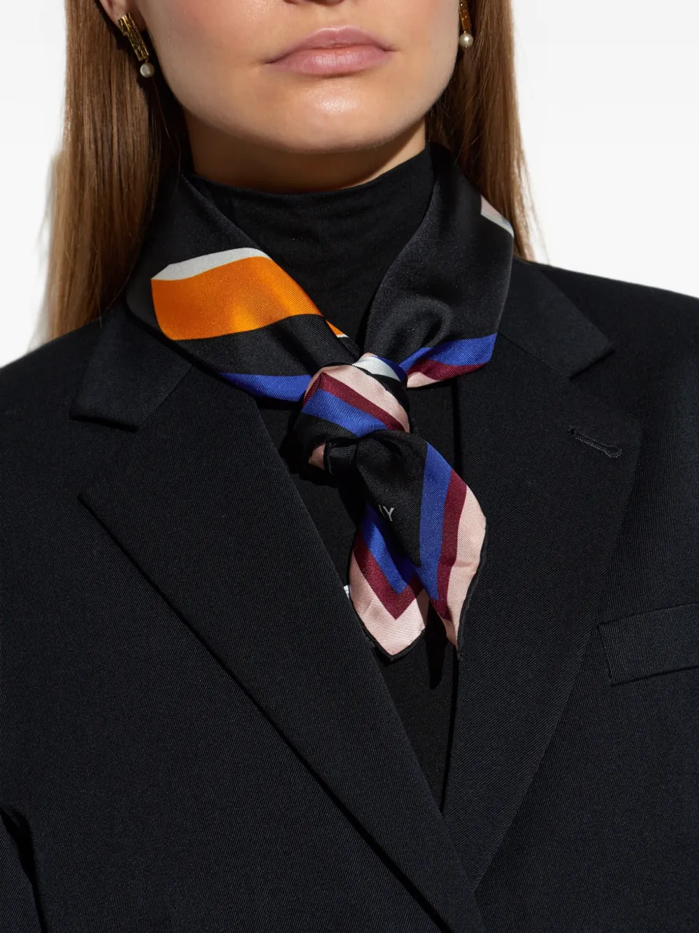 Givenchy logo-print silk scarf Zwart