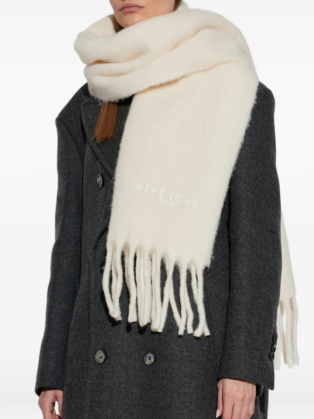 Givenchy wool scarf with fringes Beige