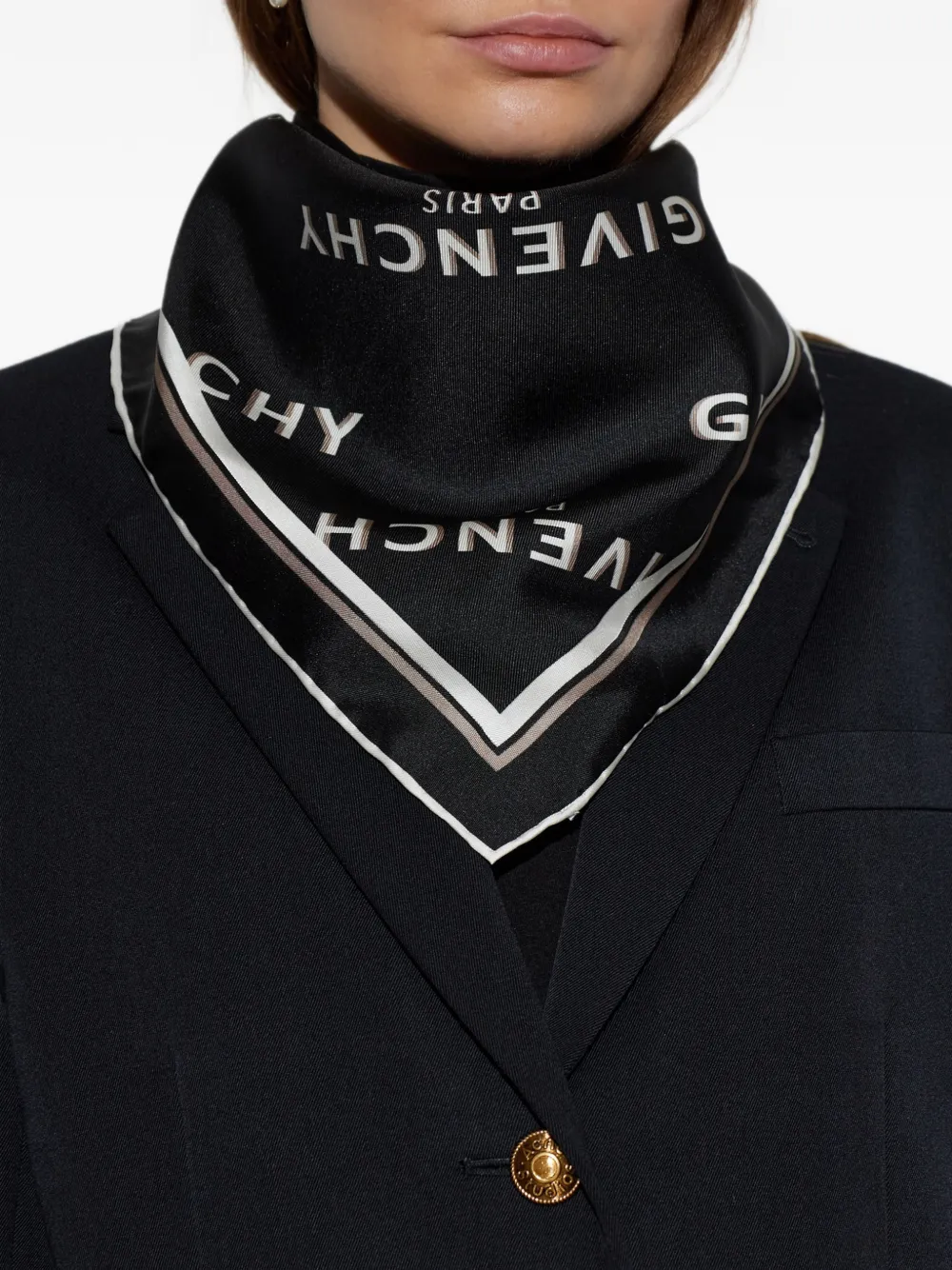 Givenchy logo-print silk scarf Zwart