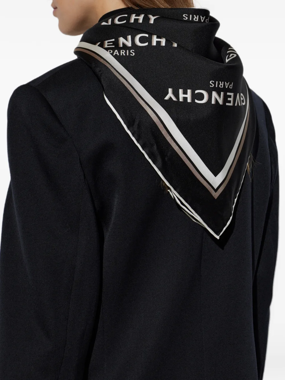 Givenchy logo-print silk scarf Zwart