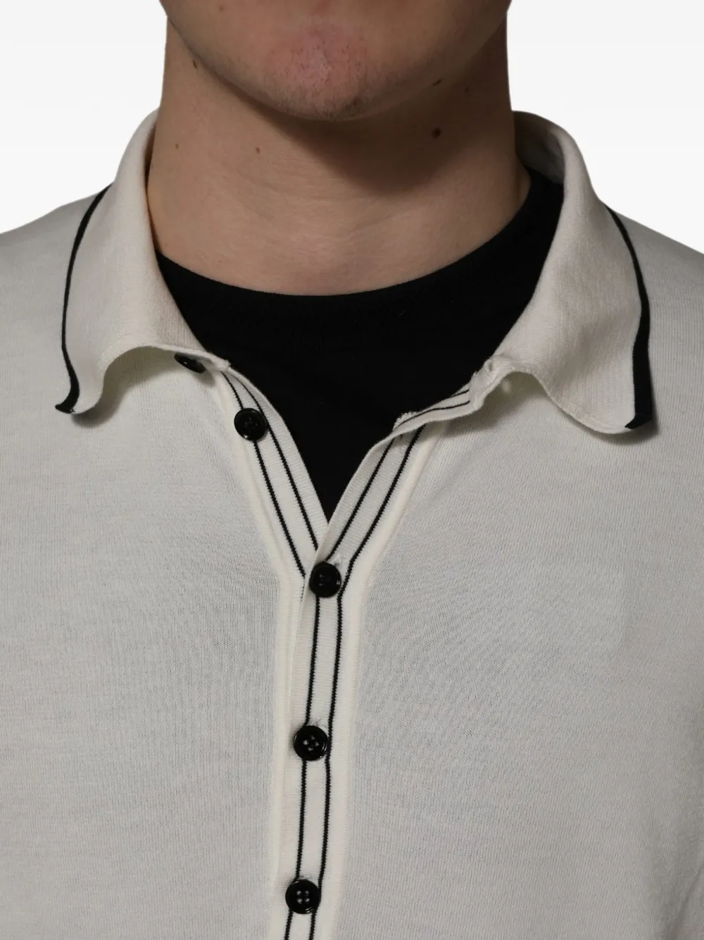 Dolce & Gabbana piped-trim long-sleeve polo shirt Wit