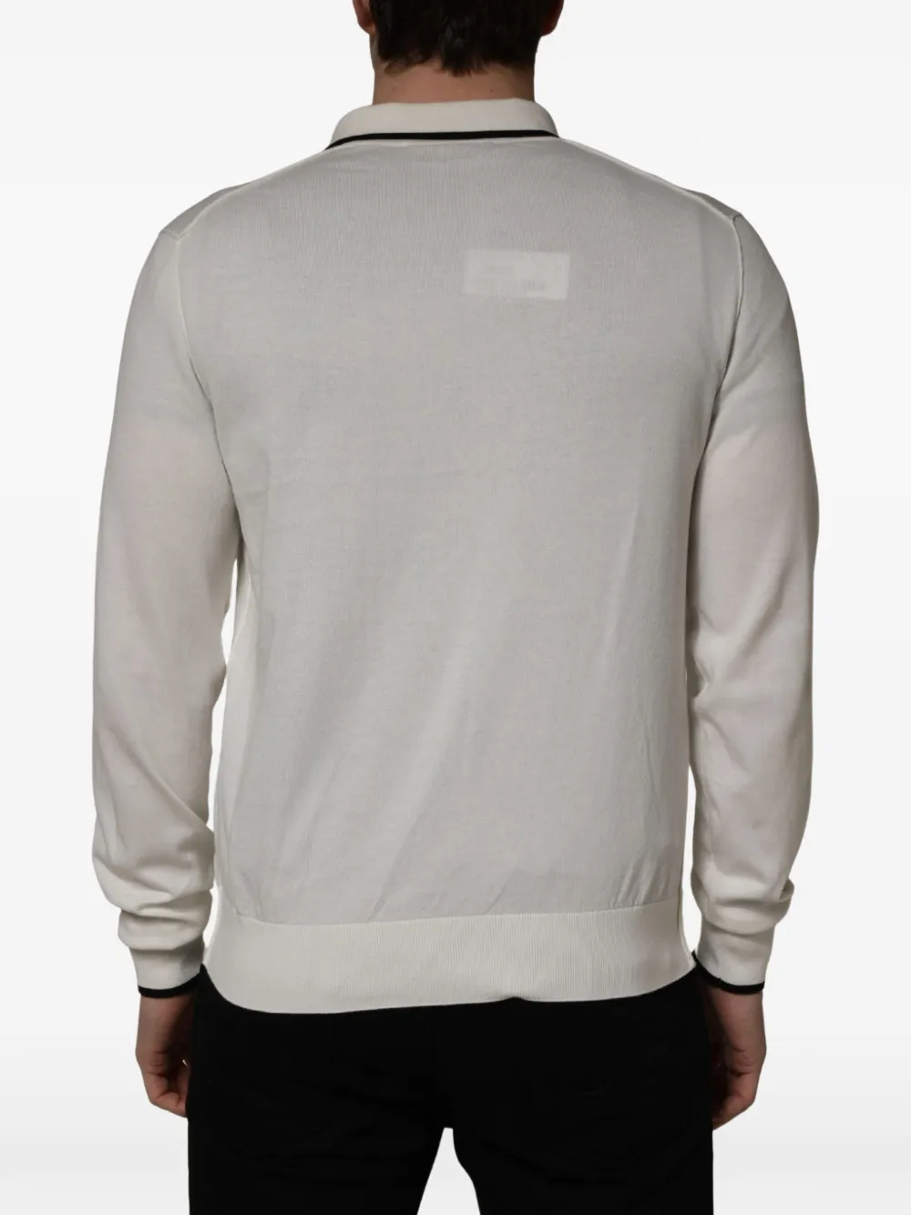 Dolce & Gabbana piped-trim long-sleeve polo shirt Wit