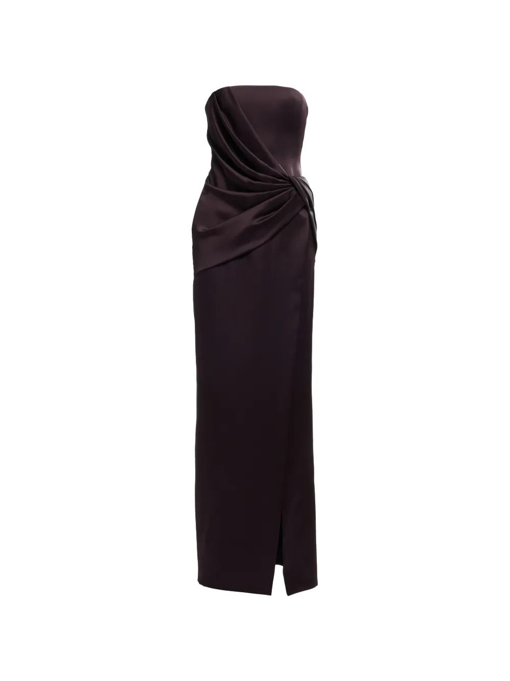 Elie Saab strapless draped slim-fit maxi gown dress - Marrone