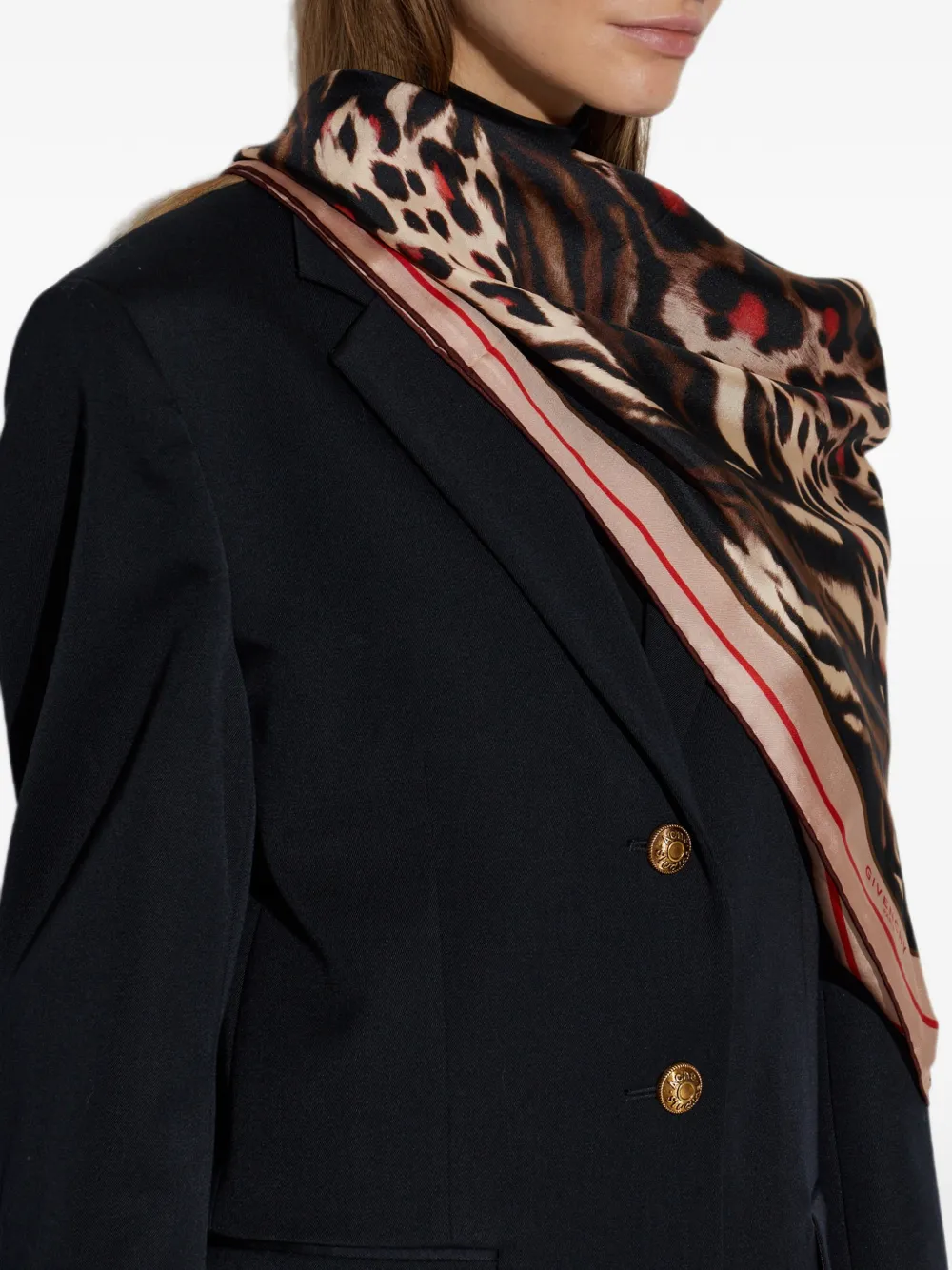 Givenchy animal-pattern silk scarf Zwart
