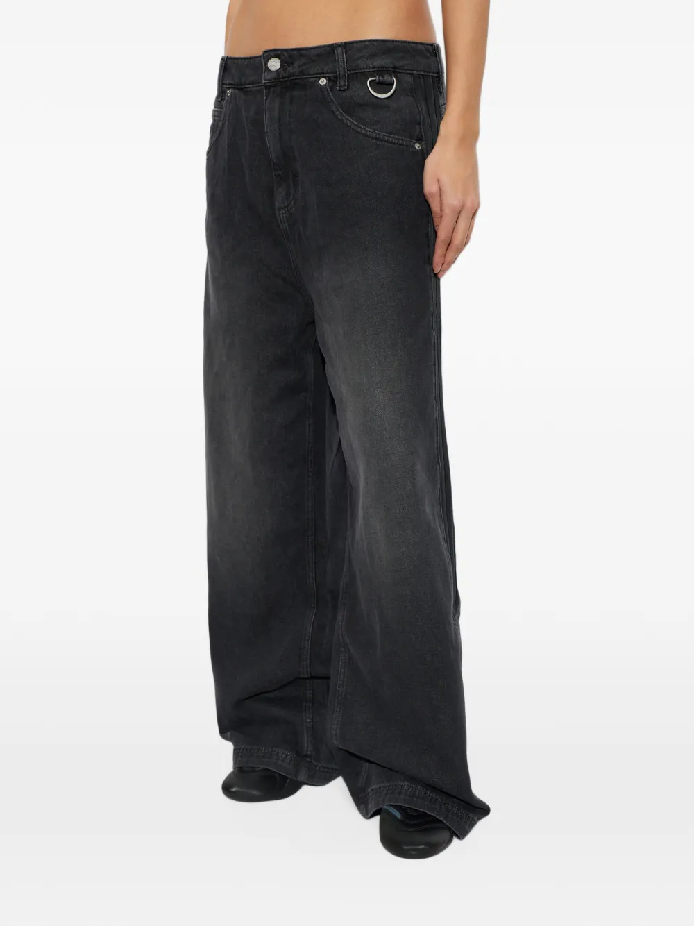 adidas wide-leg jeans Zwart