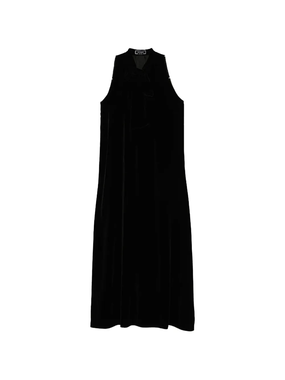 STYLAND pussy-bow velvet maxi dress - Black