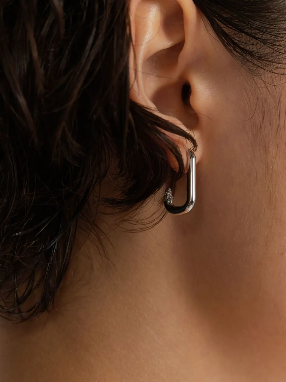 SOLO for diamonds lab-grown diamond hoop earrings - Argento