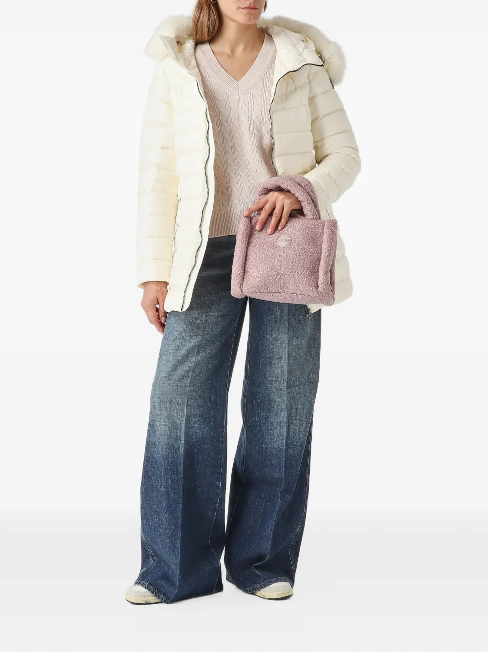 Gran Sasso cable-knit V-neck sweater Roze