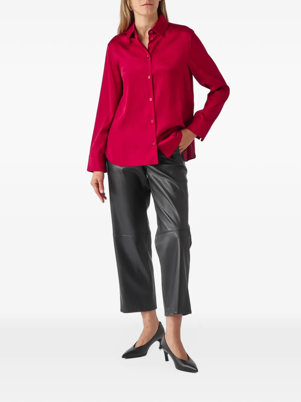 Max Mara Ode elasticated faux-leather trousers Zwart