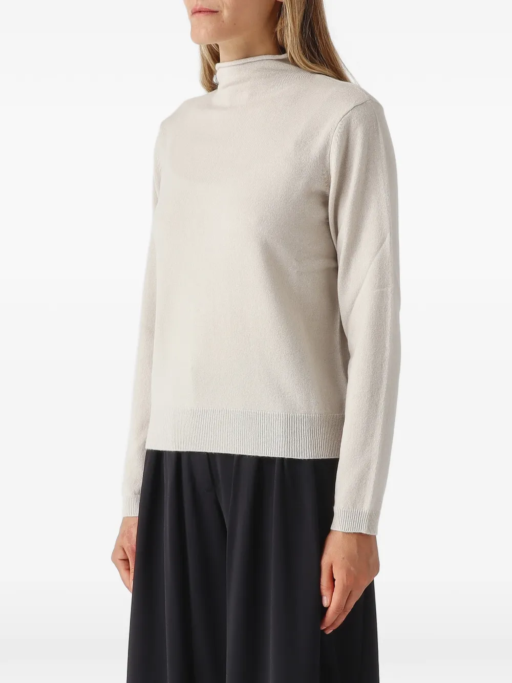 Max Mara Biada high-neck ribbed-trim sweater Beige