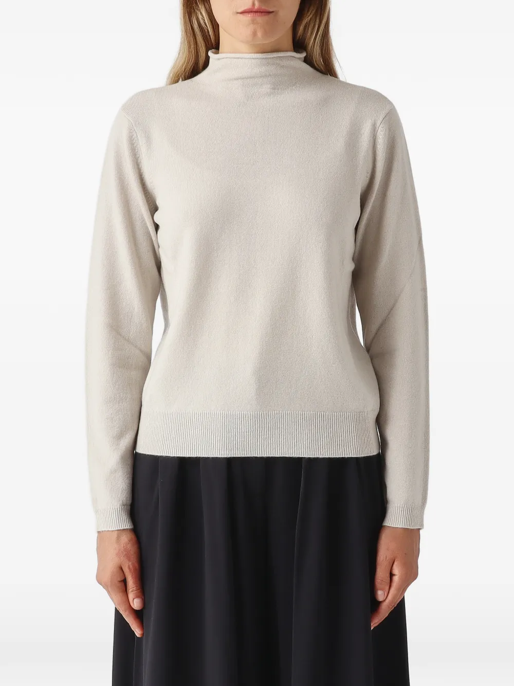 Max Mara Biada high-neck ribbed-trim sweater Beige