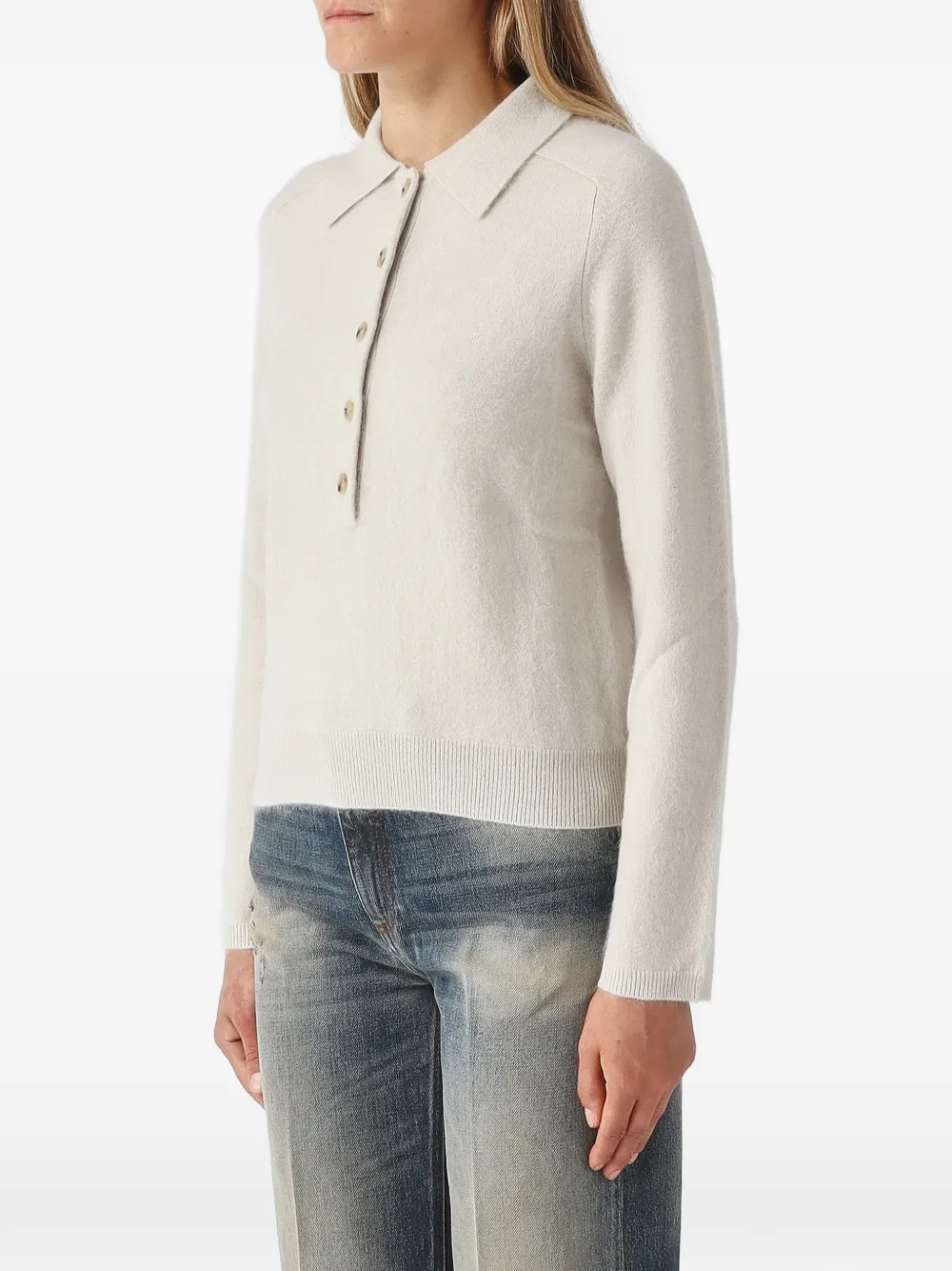 Max Mara Cellula button-fastening polo-collar sweater Beige