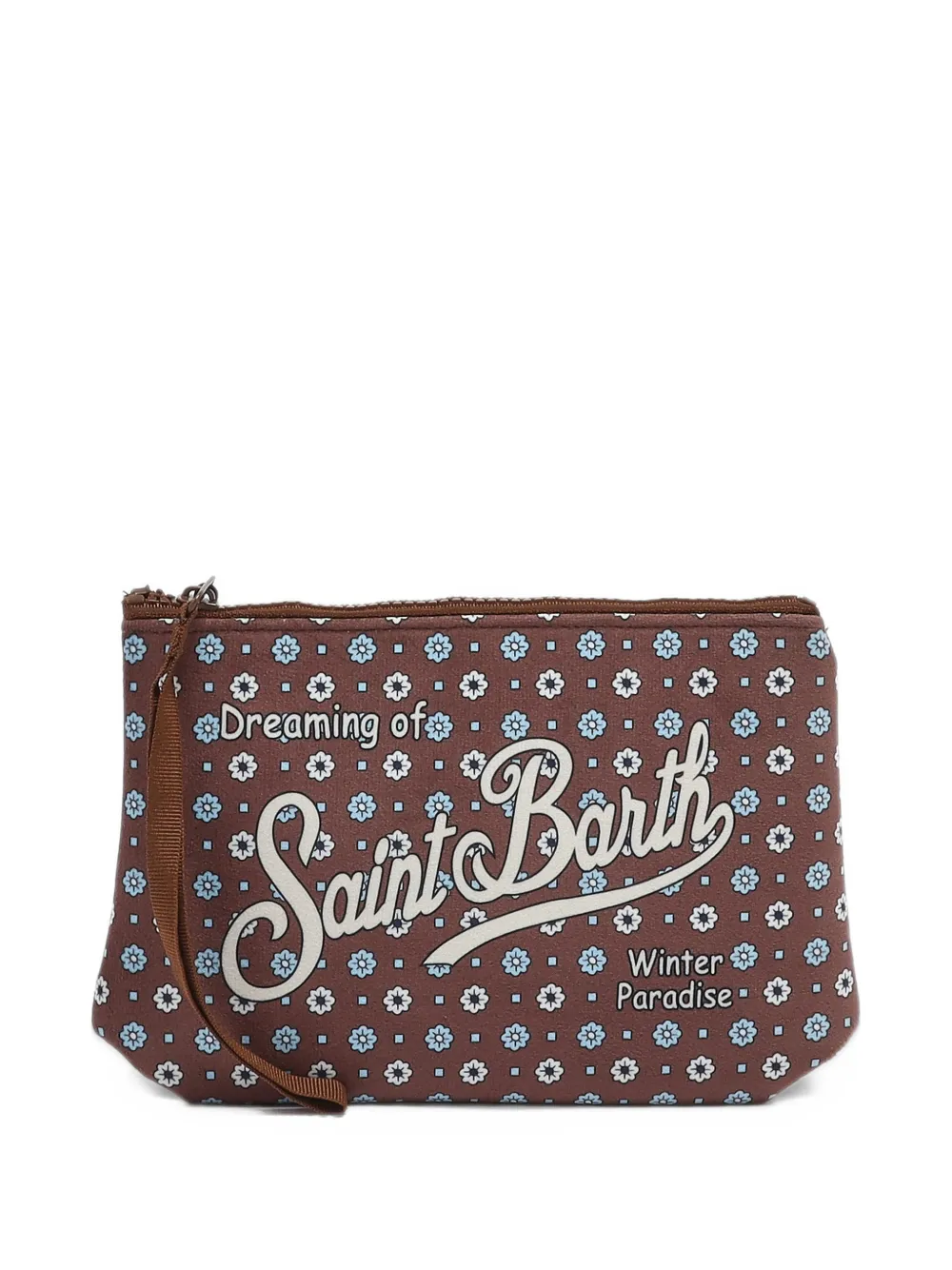 MC2 Saint Barth Aline floral-print logo-embroidered clutch bag Bruin