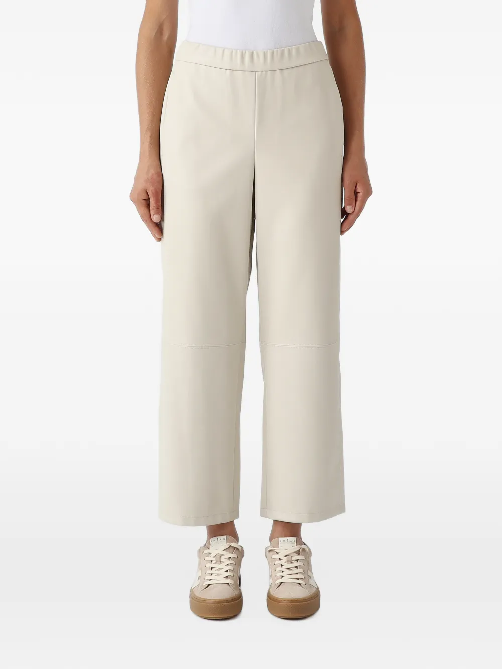 Max Mara Ode elasticated-waist faux-leather trousers Beige