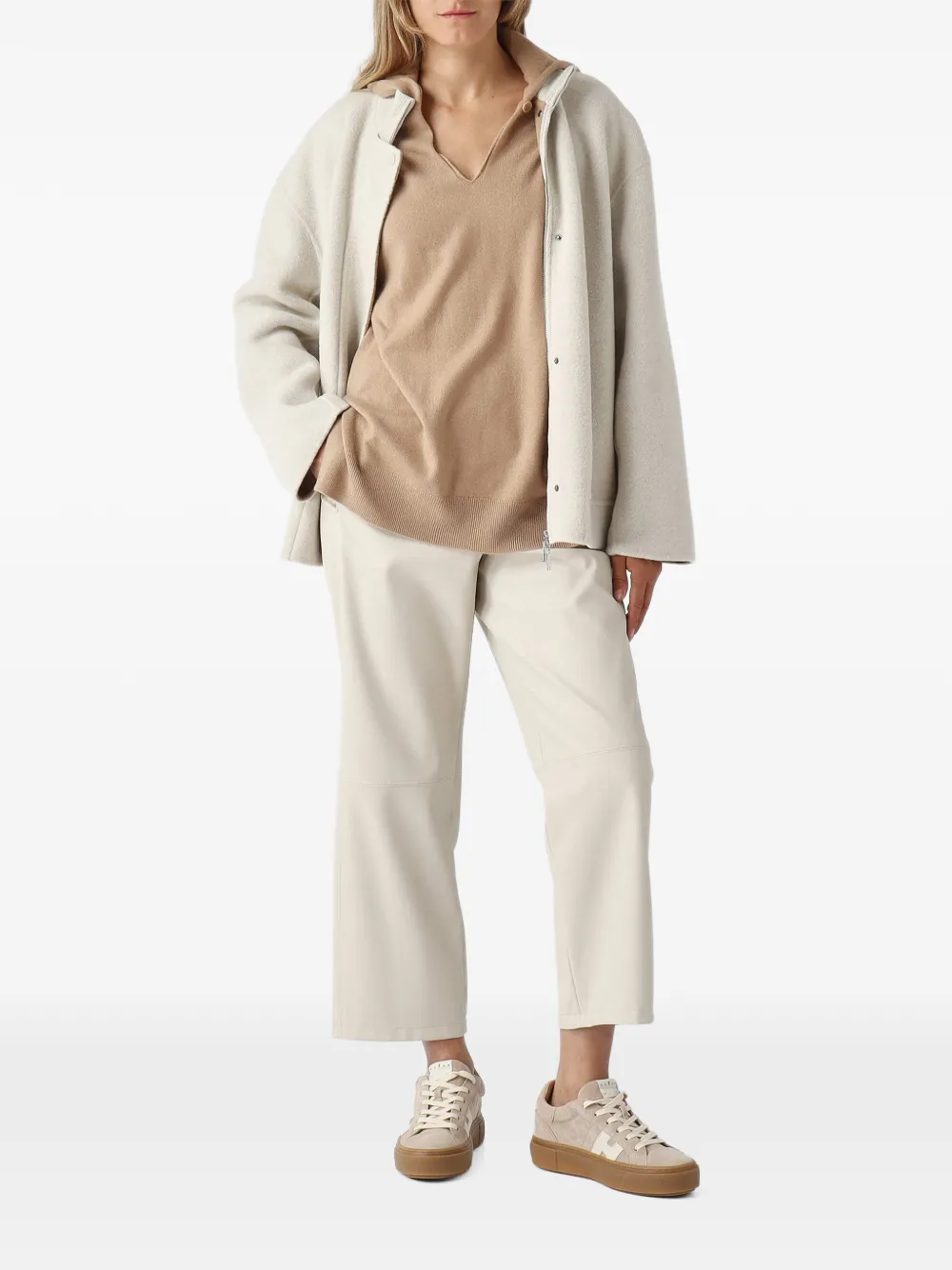 Max Mara Ode elasticated-waist faux-leather trousers Beige