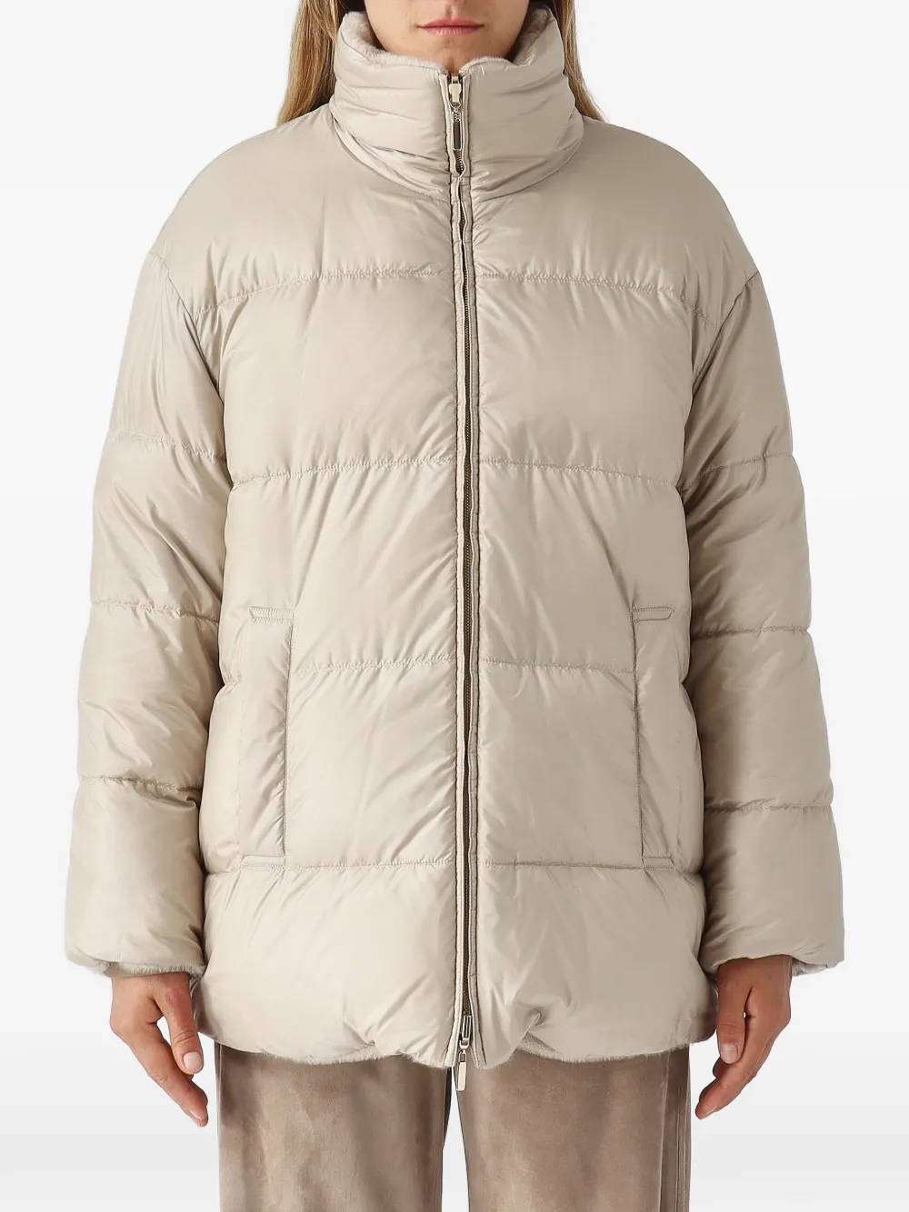 Max Mara reversible wool and alpaca puffer jacket albino Beige