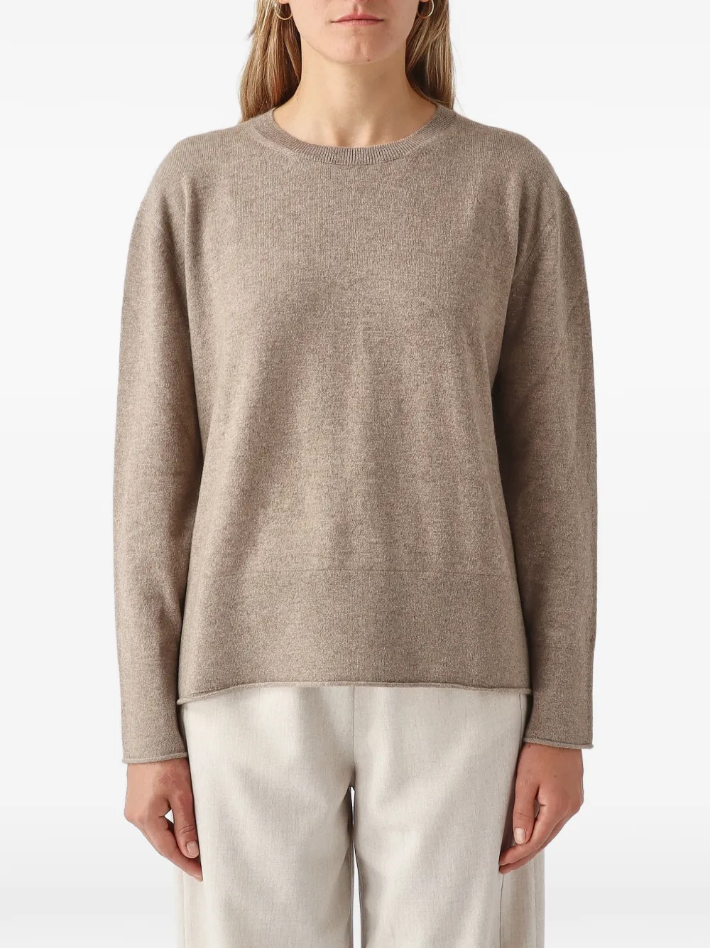 Gran Sasso crew-neck rolled-edge sweater Beige