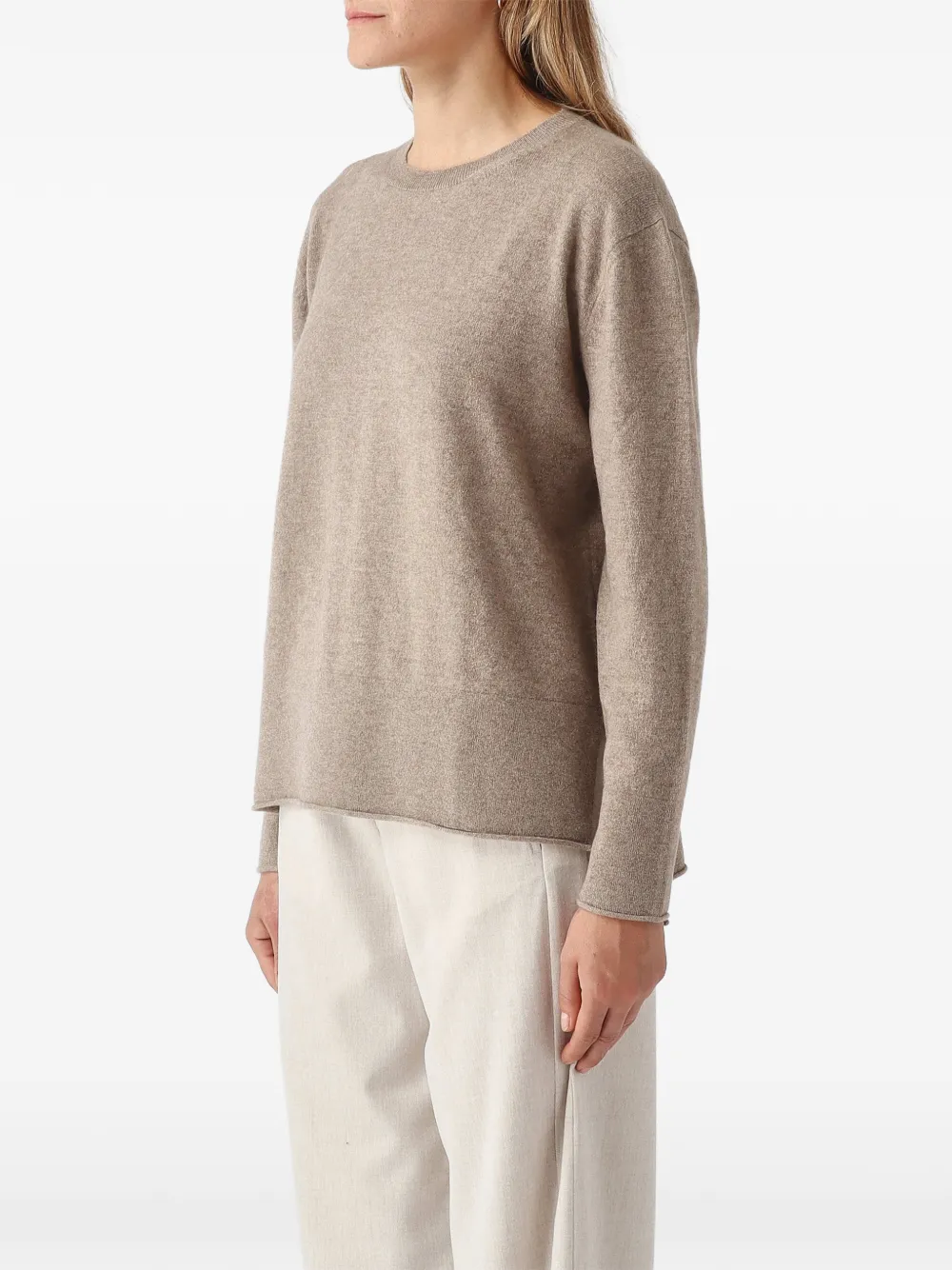 Gran Sasso crew-neck rolled-edge sweater Beige