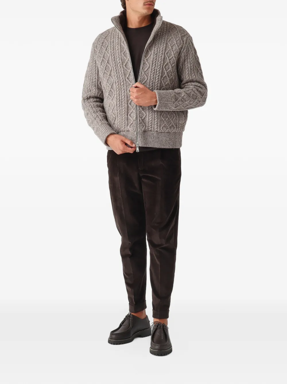 PT Torino Rebel pleated corduroy trousers Bruin