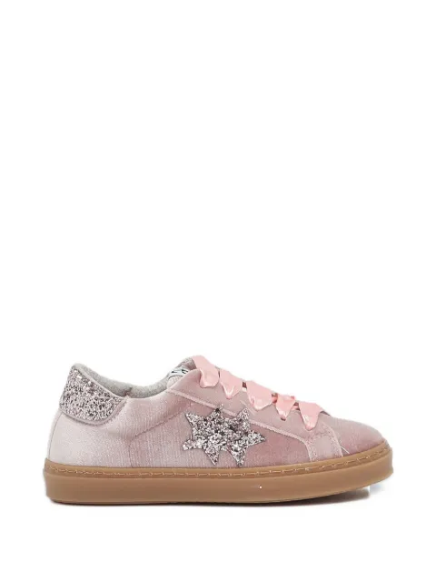 2 Star Kids glitter-star velvet sneakers
