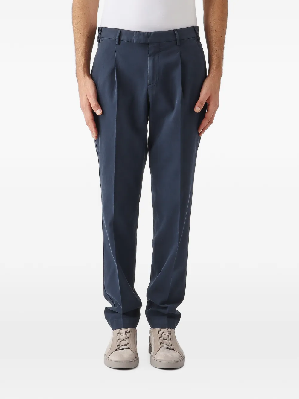 PT Torino pleated-detail pressed-crease tailored trousers Blauw