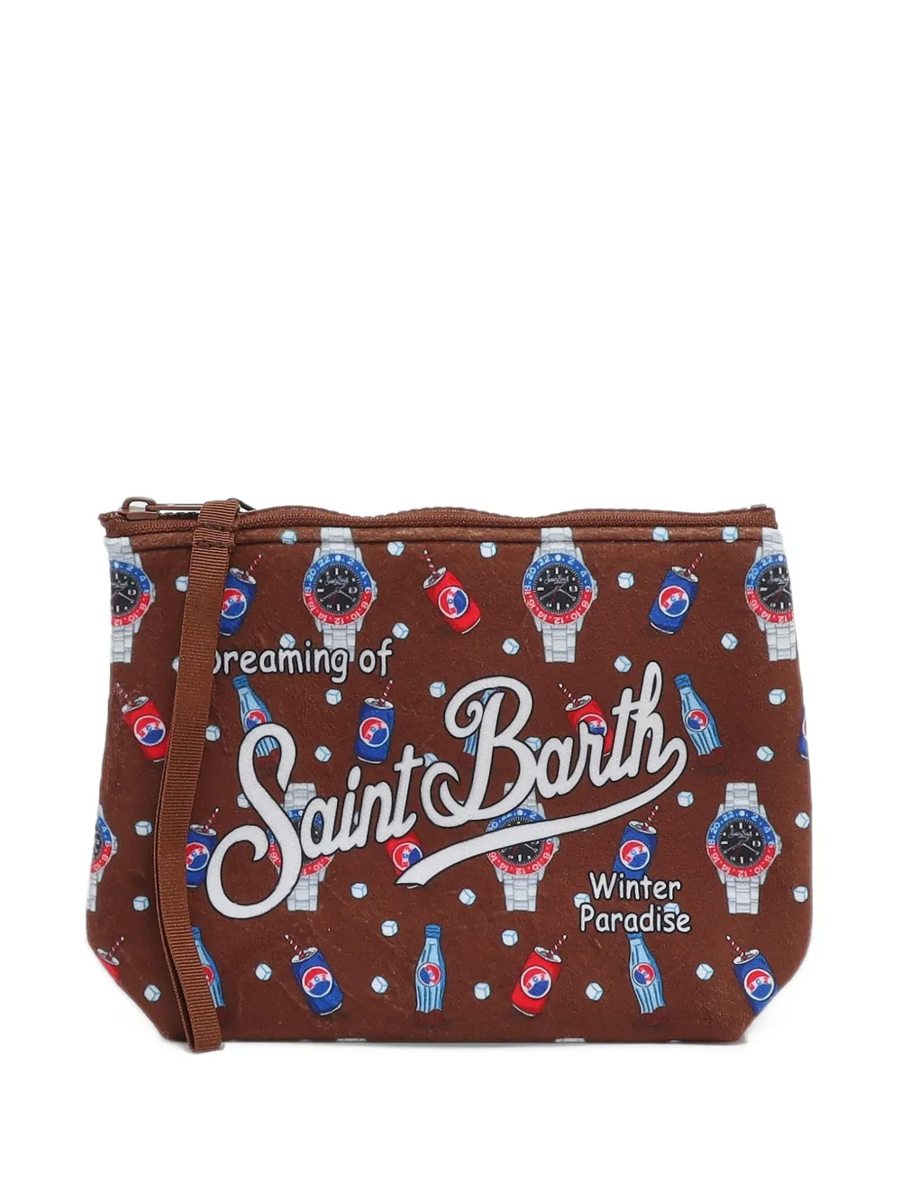 MC2 Saint Barth Aline logo-print zip-up clutch bag Bruin