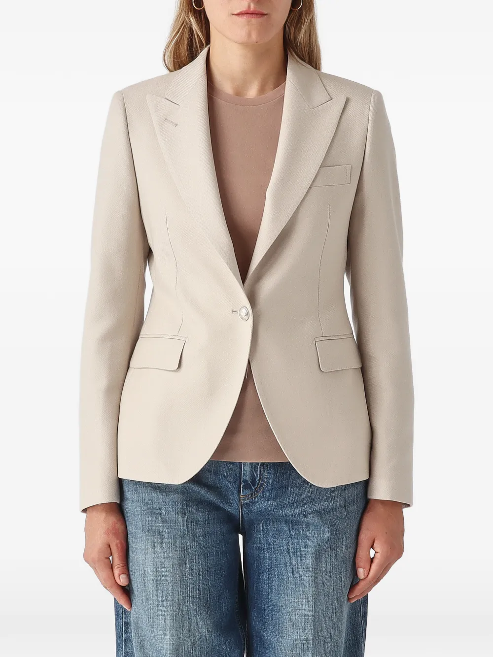 Tagliatore single-breasted peaked-lapels blazer Beige