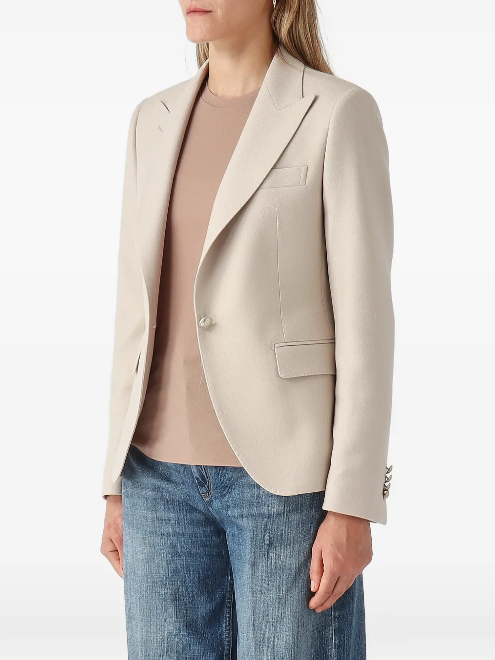 Tagliatore single-breasted peaked-lapels blazer Beige