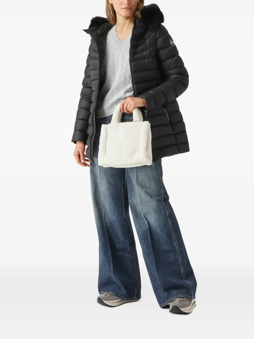 Gran Sasso cable-knit V-neck sweater Grijs