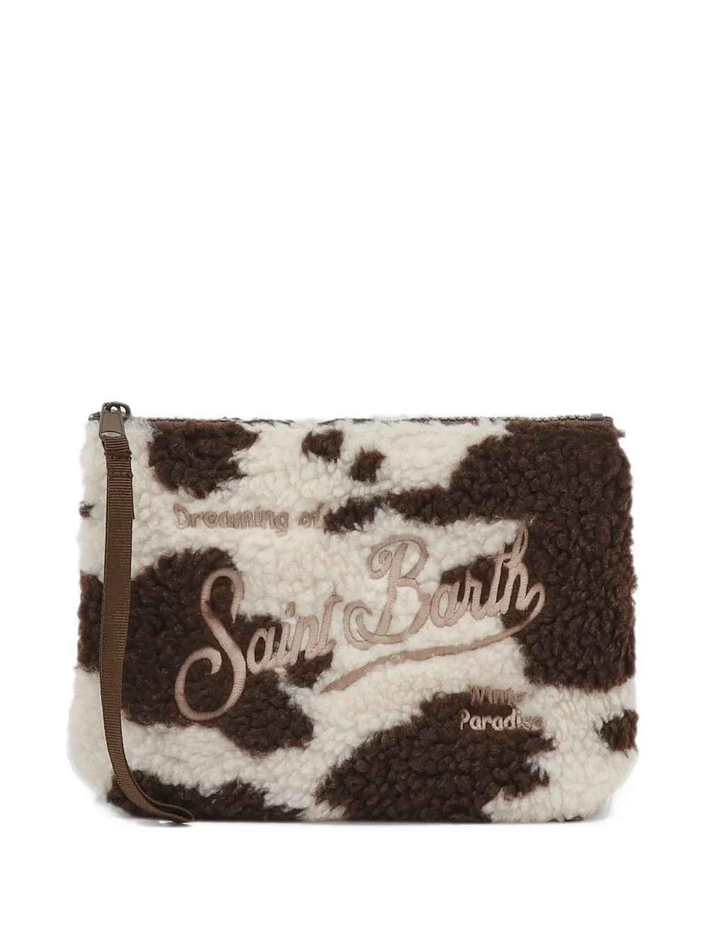 MC2 Saint Barth Aline teddy pochette with cow print Beige