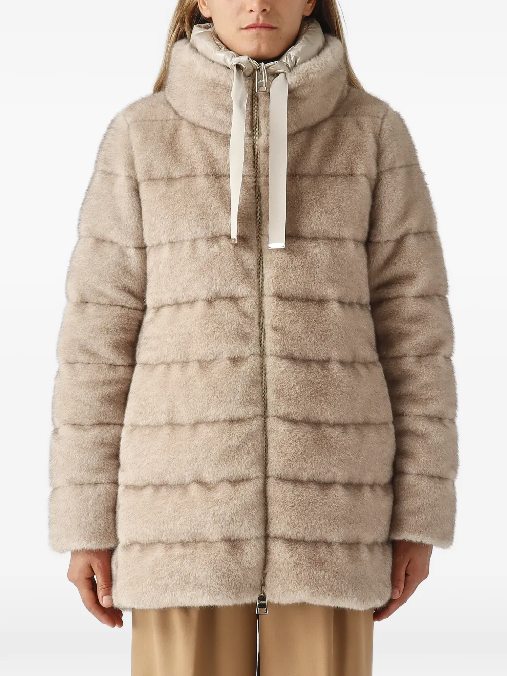 Herno faux-fur hooded jacket - Toni neutri