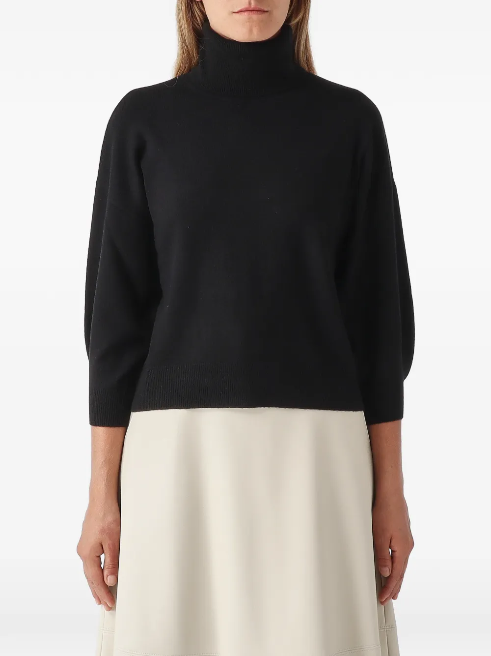 Max Mara Break roll-neck three-quarter-sleeve sweater Zwart