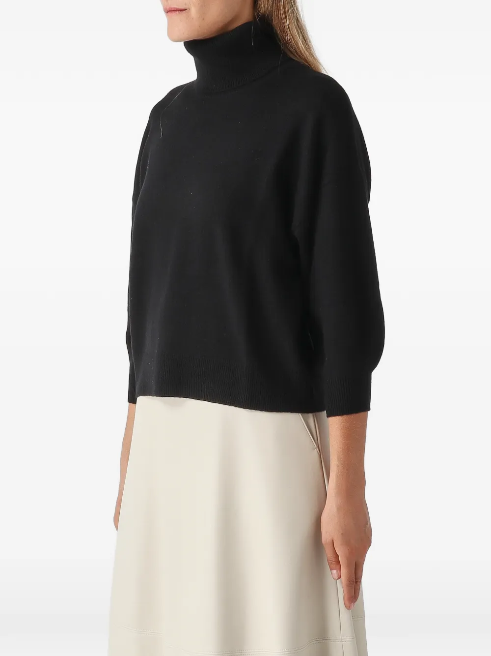 Max Mara Break roll-neck three-quarter-sleeve sweater Zwart