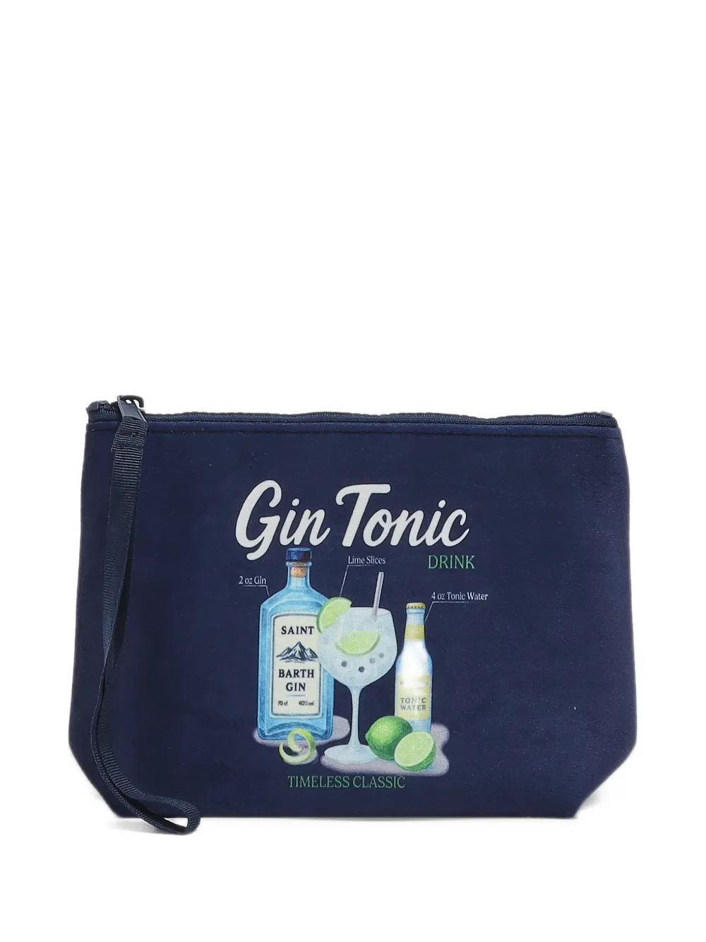 MC2 Saint Barth navy blue Aline pochette with Gin Tonic print Blauw