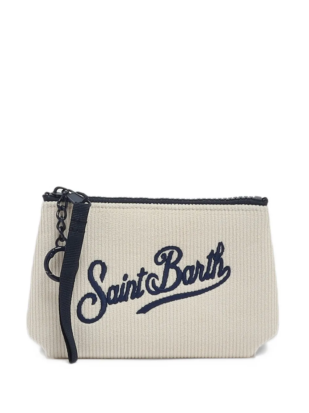 MC2 Saint Barth mini Aline corduroy pouch with logo embroidery Beige